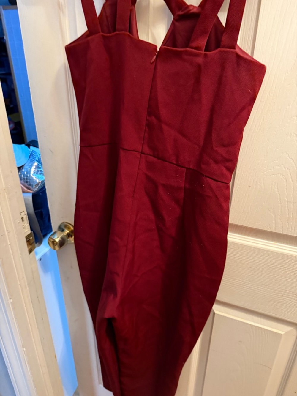 Fitted Burgundy Strap Jumpsuit